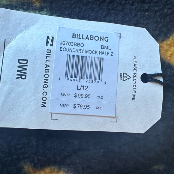 Billabong Boundary Mock Half-Zip Sweatshirt NWT Large - Picture 5 of 6
